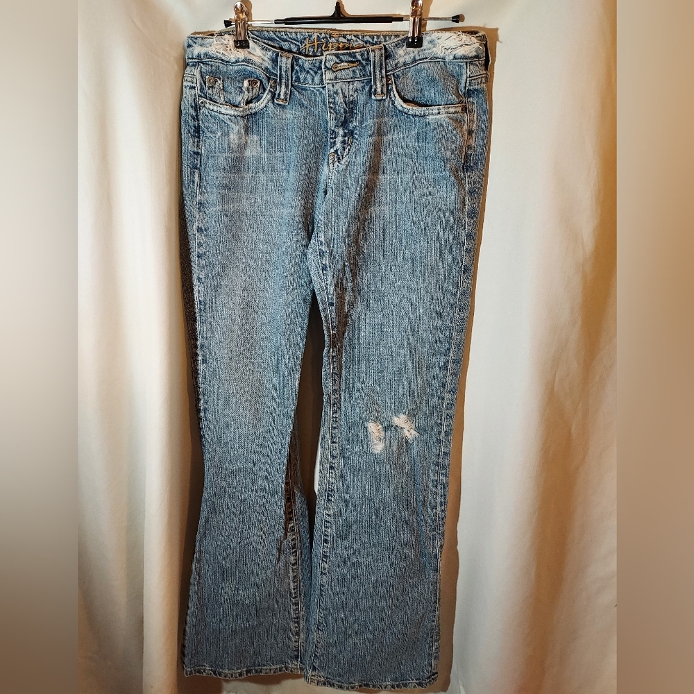 Hippie Distressed Low Rise Boot Cut Women's Jeans